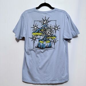 Volcom Graphic T-Shirt Men's Large Stone Widgets Baby Blue Short Sleeve Groovy